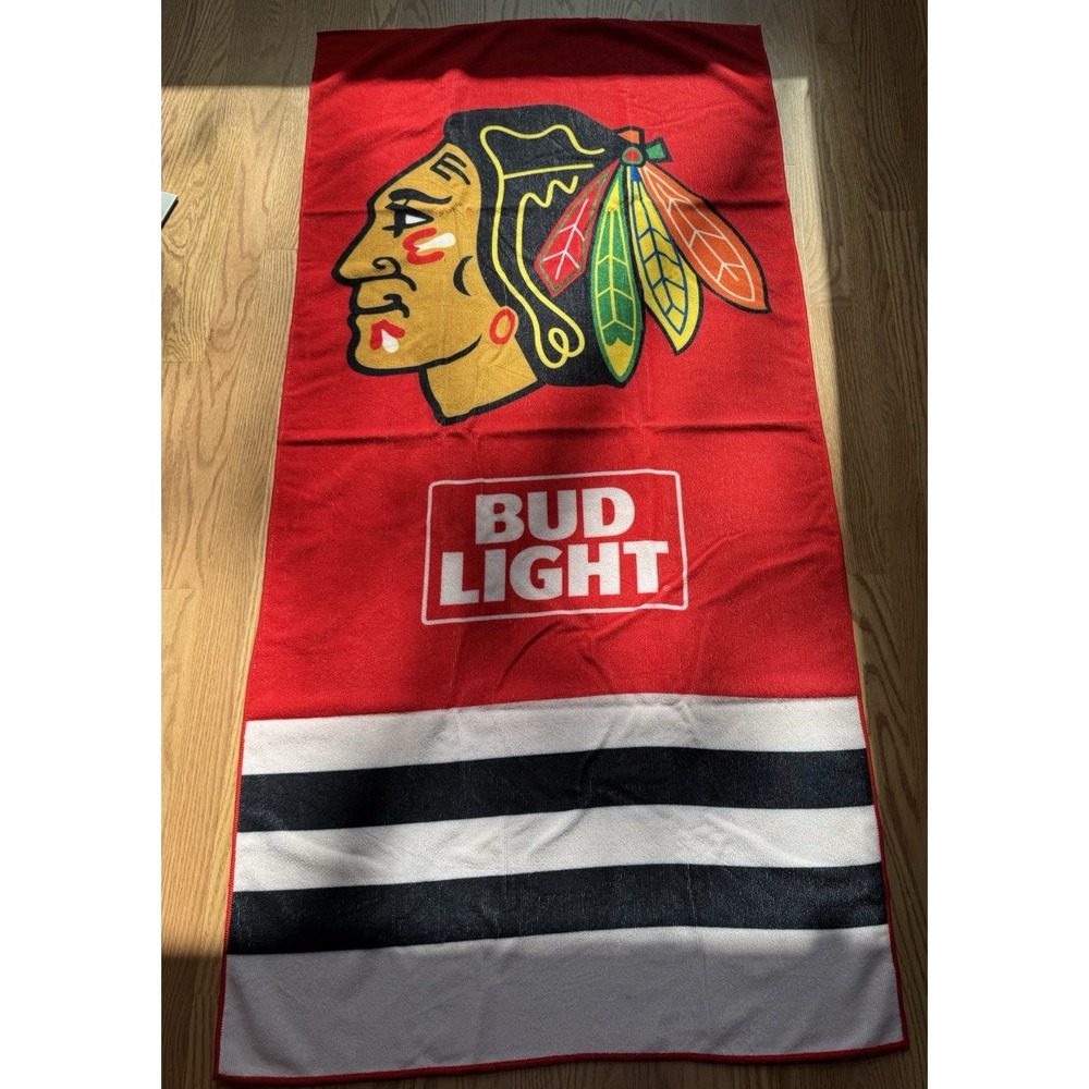 Chicago Blackhawks Beach Towels 57 x 29 Hockey, Bud‎ Lite,  Set of 2 NEW